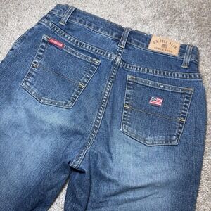 US Polo‎ Assn Size 6 Jeans Women's Blue Straight Leg Embroidered Flag USA Faded
